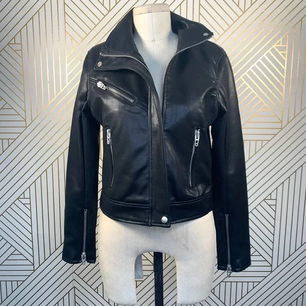 BLANKNYC Faux Leather Full Zip Moto‎ Jacket Black